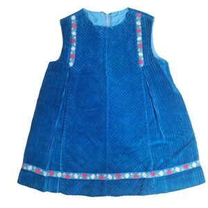 Good Lass Tailored Vintage 90s Blue Corduroy Dress Size 3T